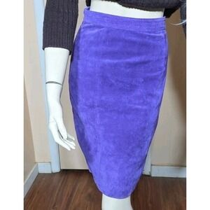 Vintage Cayenne Leather Indigo‎ Purple High-waist 100% Suede Midi Skirt Size 4